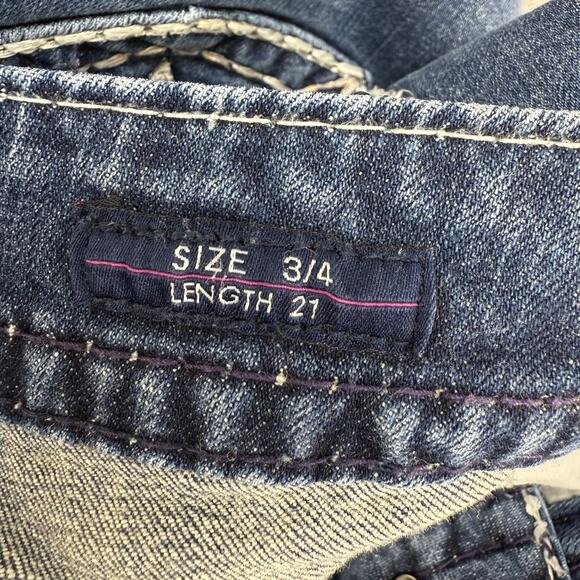 Vigoss Jeans Women's 3/4x21 Blue The Chelsea Capri Embellished Rose Gold Pocket - Picture 5 of 14